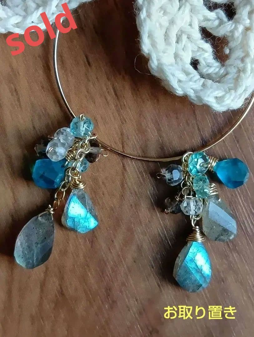 585/14kgfネオンブルーアパタイト・ラブラドライトのチャーム 美しいネオンに輝く希少な宝石『ネオンブルーアパタイト』のジュエリー