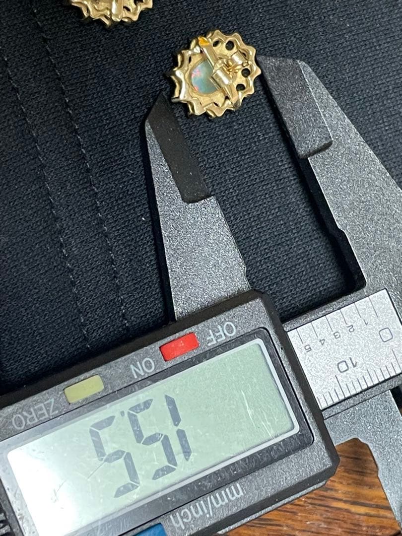 イギリス ビンテージ オパールピアス サファイア 9CT 9Kゴールド S&Co