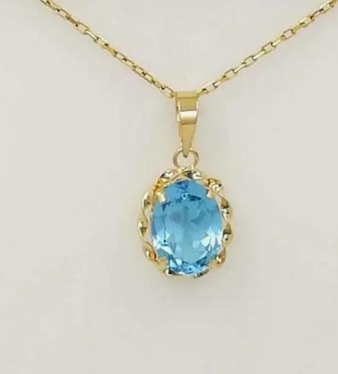 ｋ１８YG、6×８、ブルートパーズ、ペンダントトップ、チエーン別、 ビズー公式】ロンドンブルートパーズ K18/PTペンダントトップ