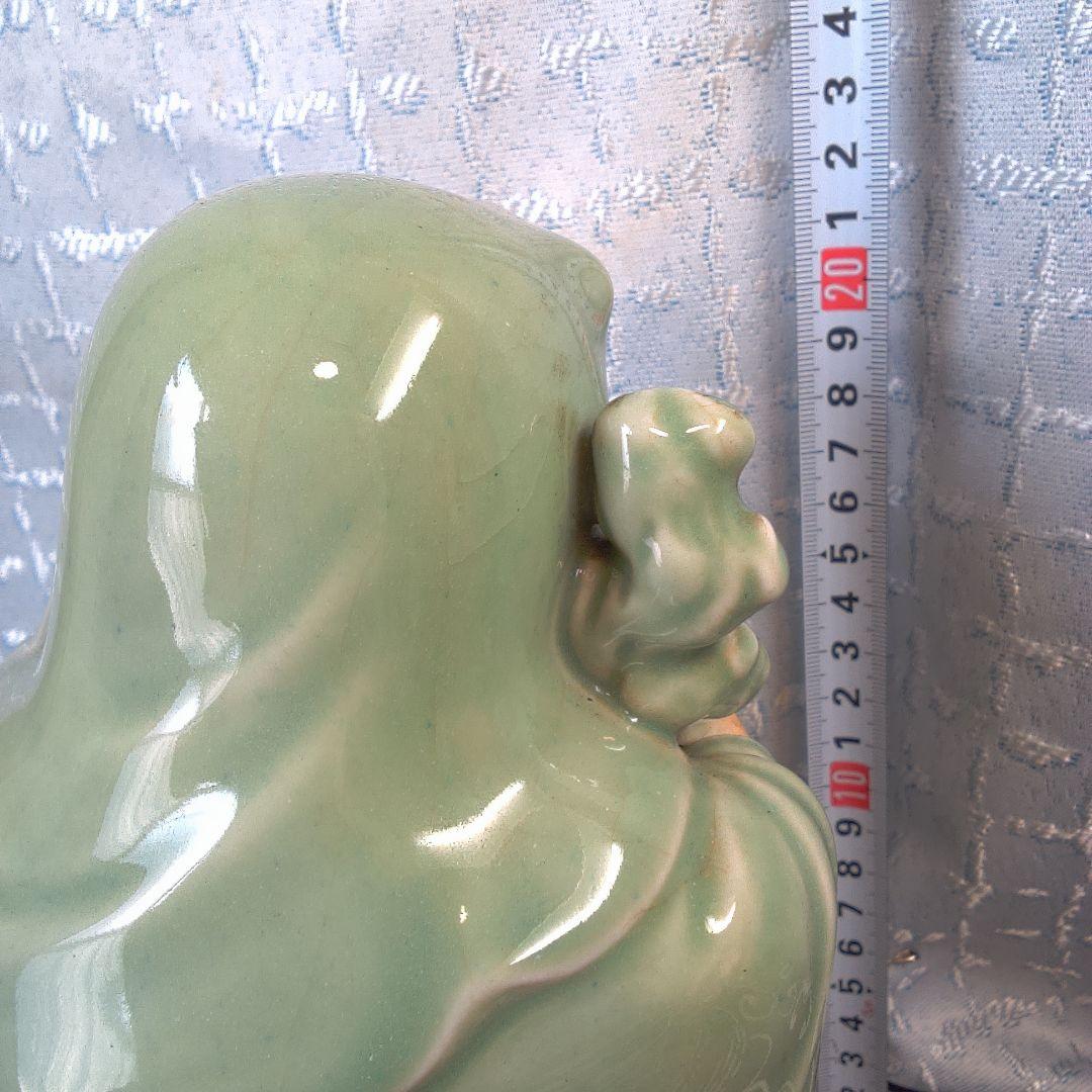骨董4 緑色の陶器製老賢者像 約20cm - メルカリ