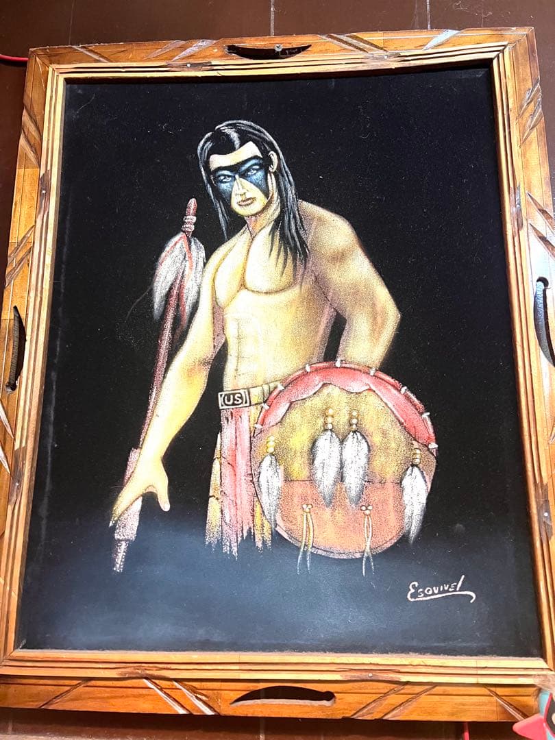 70s ビンテージ　ベルベットピクチャー　Esovivel ネイティブ　絵画 DSC07158.jpg?v=1707273178&