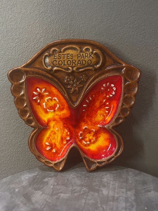ビンテージ アンティーク 60s USAト小物 蝶 バタフライ バタフライ（蝶）モチーフ 陶器ウォールデコレーション｜アンティーク