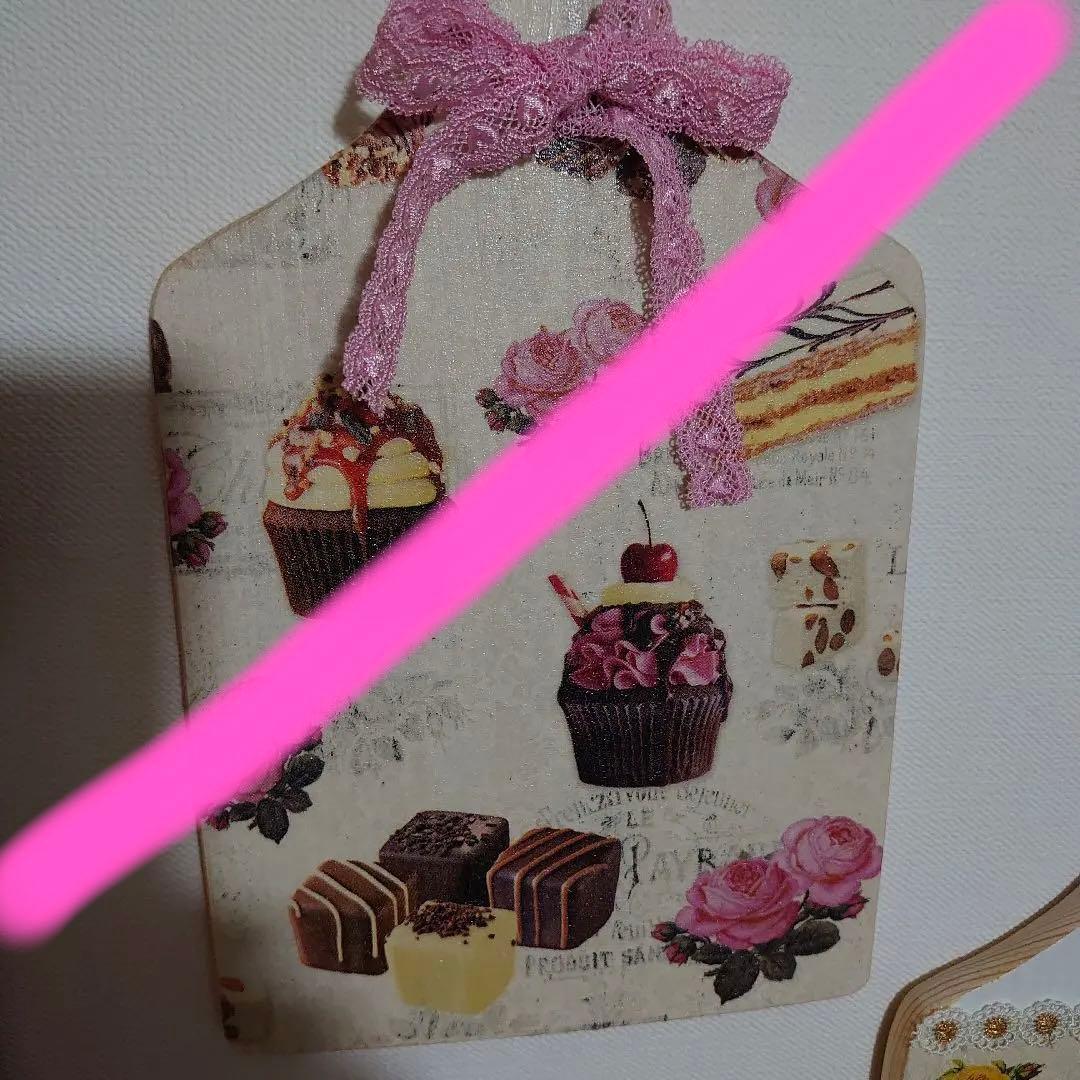 猫薔薇スィーツ壁掛けデコパージュ 薔薇スィーツ壁掛けデコパージュ
