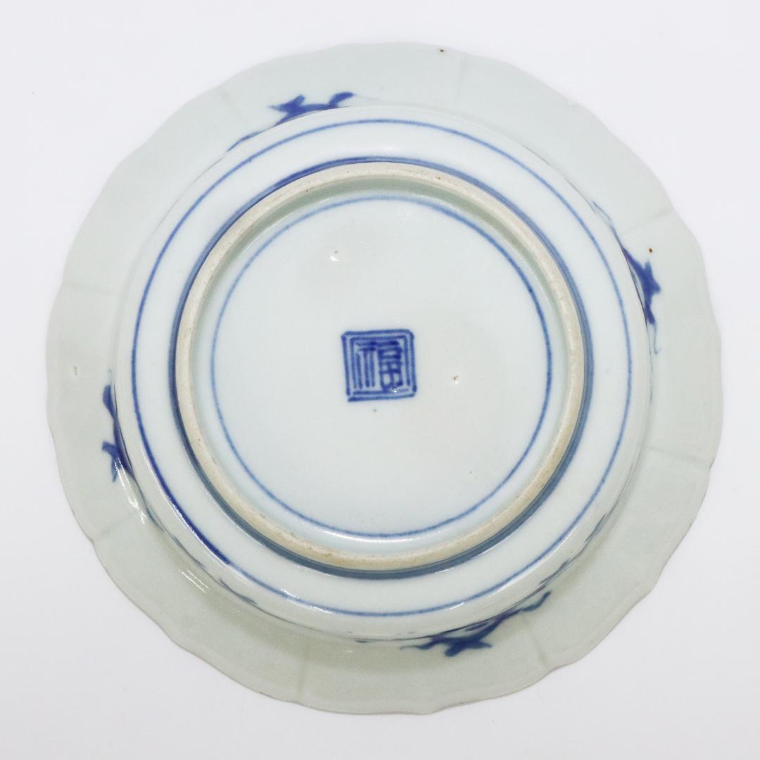 藍模様 輪花膾 古伊万里 角福 5客 賢人図 中皿 - メルカリ