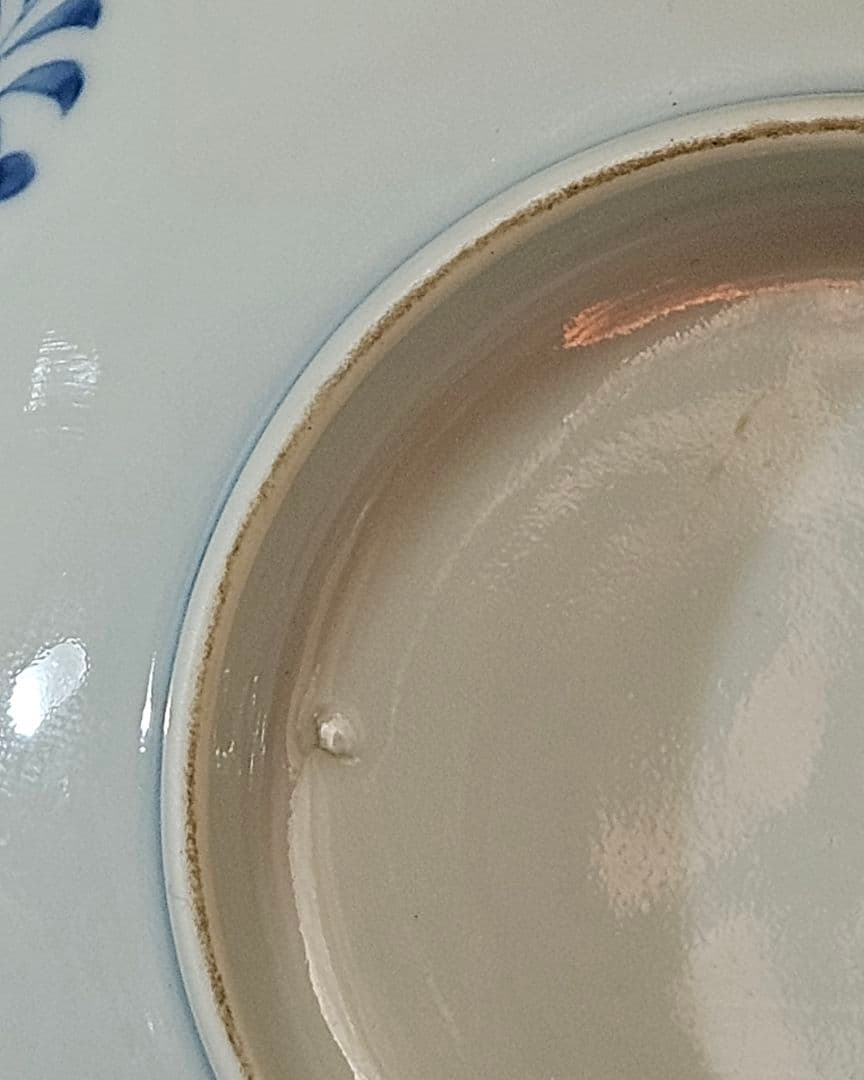 名品❗】江戸時代後期　後期鍋島　藍鍋島　染付　若松図　16.1cm 櫛高台皿