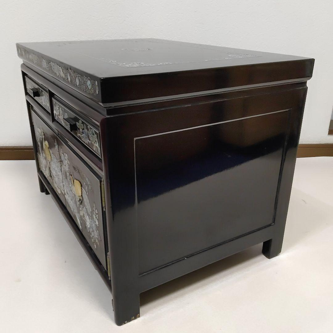 韓国 伝統工芸品 螺鈿細工 花鳥模様 収納棚 キャビネット 送料無料