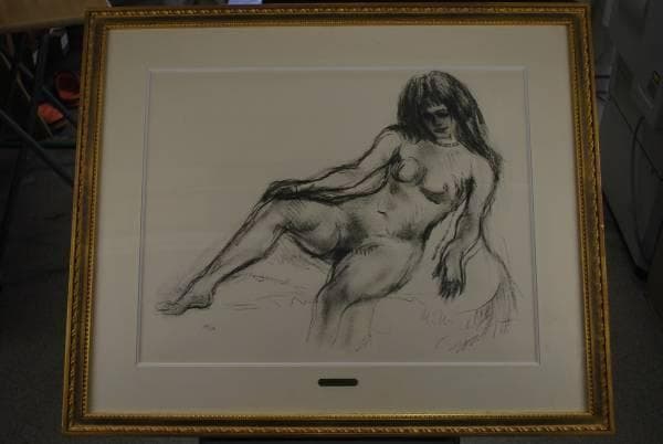 【複製】梅原龍三郎/裸婦図額/リトグラフ/掛軸/名家伝来/K-329　J 梅原龍三郎「裸婦図」の買取・査定は美術のプロにお任せ下さい