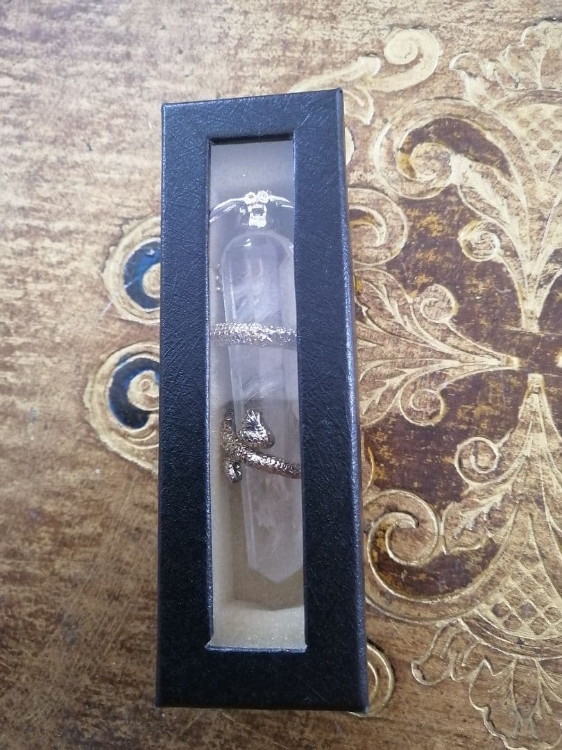 水晶 クリスタル 八角ポイント 登り龍 置物 縁起物