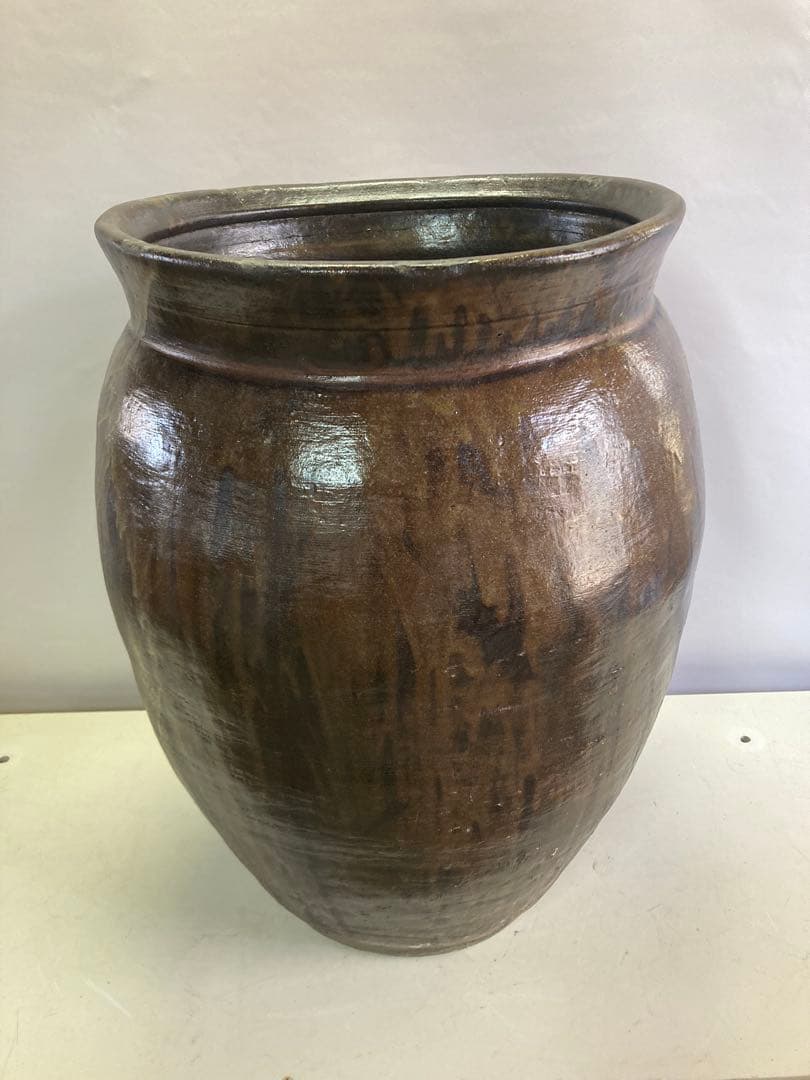 大型】常滑焼風 大甕 睡蓮鉢 メダカ鉢 古民具 骨董 インテリア 60