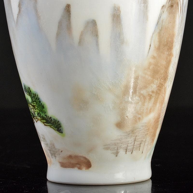 中国 中国景徳鎮製款 薄胎 粉彩漢詩山水文瓶 V R6656 - メルカリ