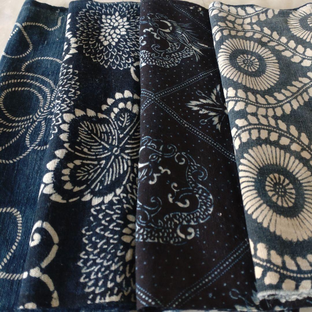 古布 藍染木綿 型染めハギレ4種セット【№200】 - メルカリ