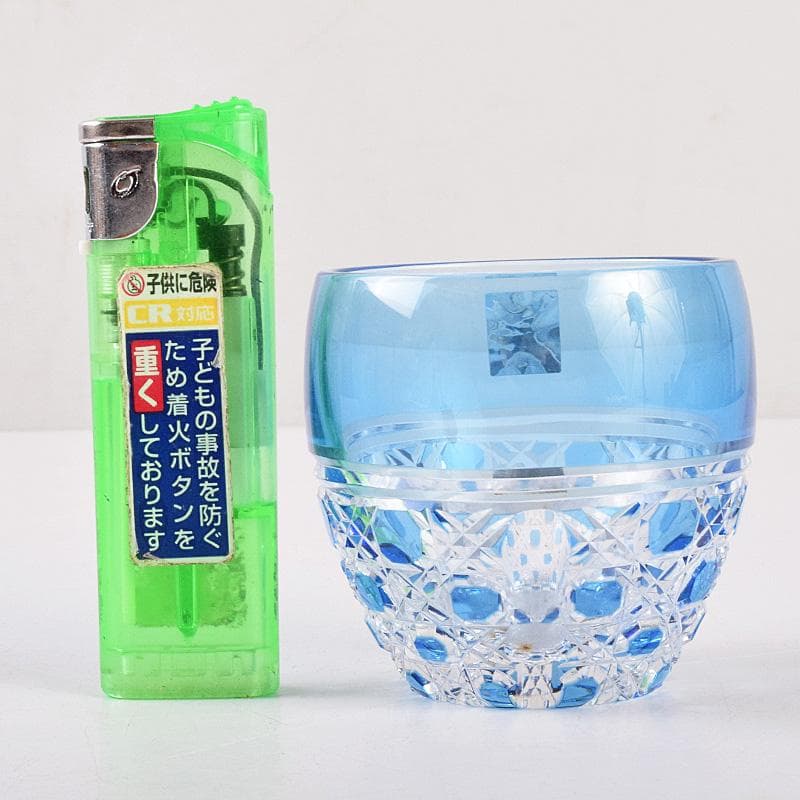 江戸切子 各務クリスタル 八角篭目 懐石杯 共箱 2点まとめて M R8984