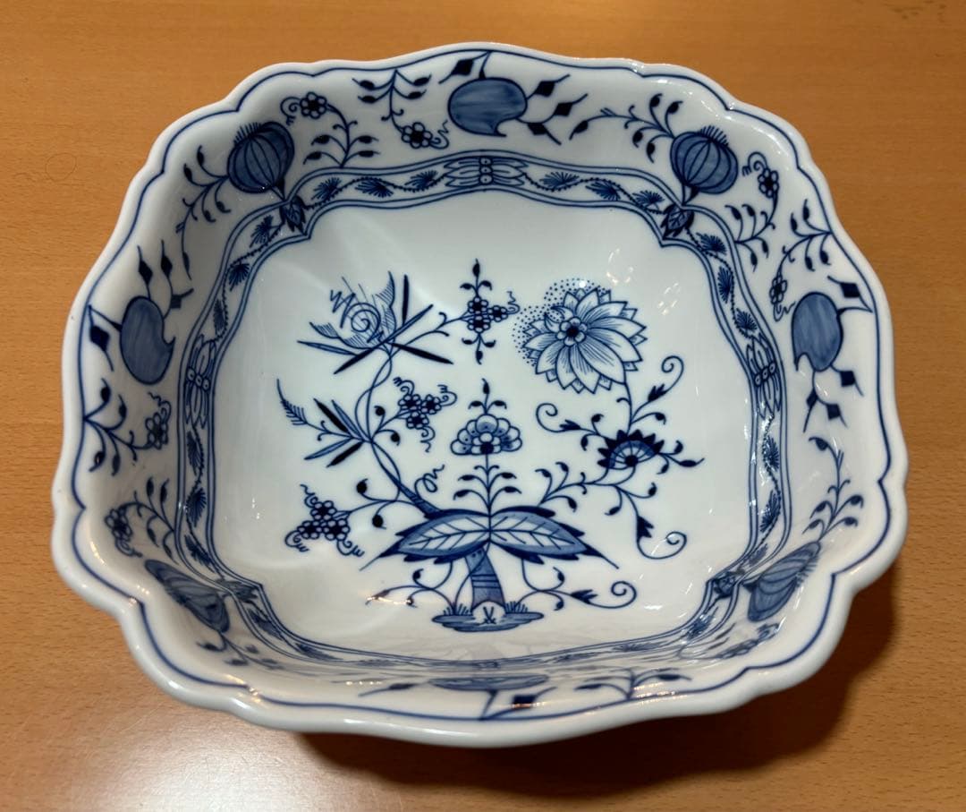 マイセン　ブルーオニオン　27センチ　特大スクエアボウル 美品】meissen マイセン ブルーオニオン スクエア 23cm ボウル - メルカリ