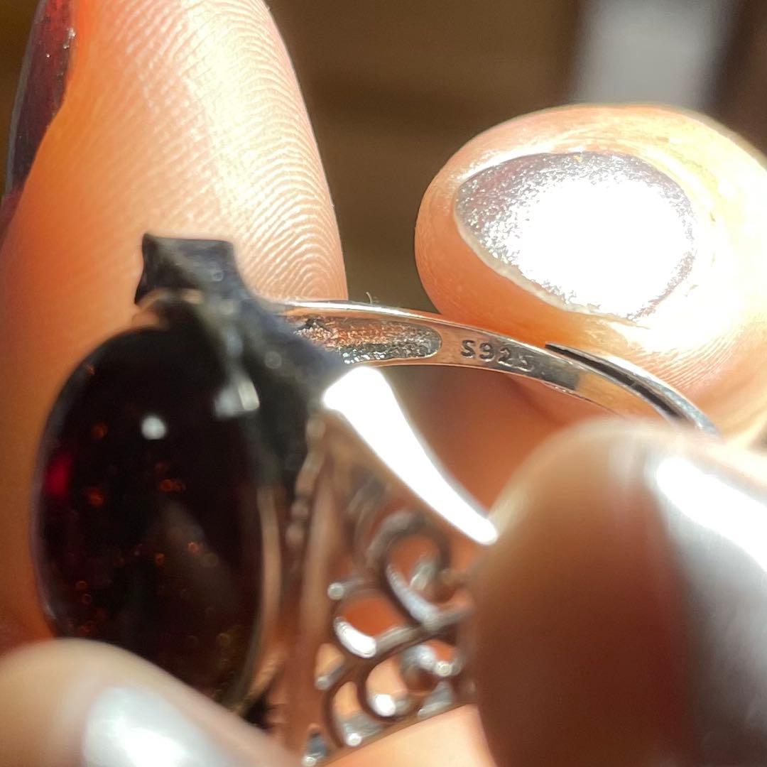 天然石リング 赤アンバー 血珀 高透明 赤 SV925刻印 - メルカリ