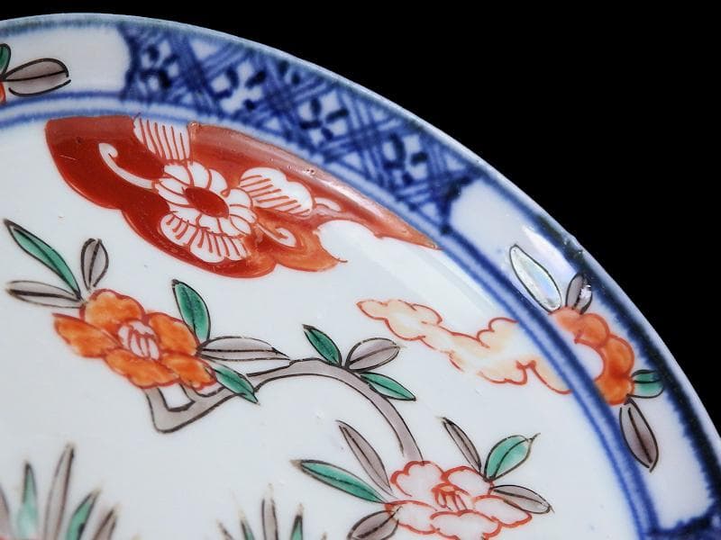 古伊万里 色絵 垣根に椿の図 4寸皿 5枚 F018AS-fbrn - メルカリ