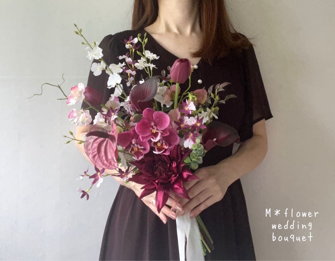 moay flower アーティシャルフラワー ブーケ 造花【ブートニア付き