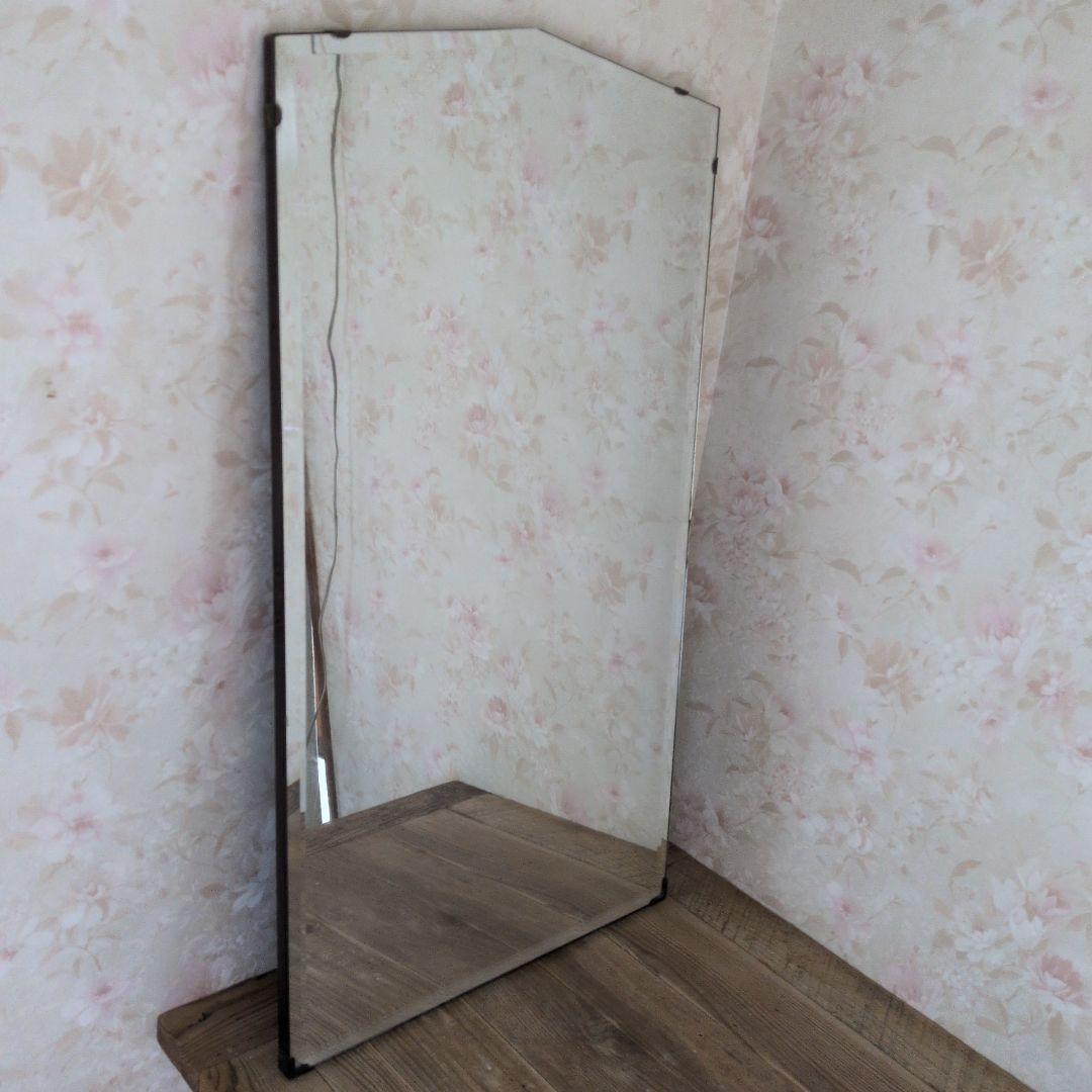 アンティークイギリス不規則形状の木製ミラー r-05023901-00.jpg