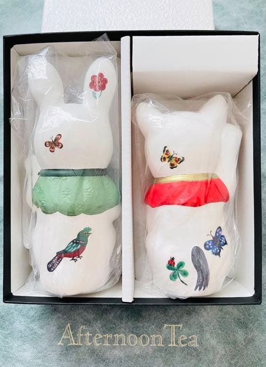 限定》アフタヌーンティー ナタリーレテ 招きうさぎ & 招きねこ お箱付