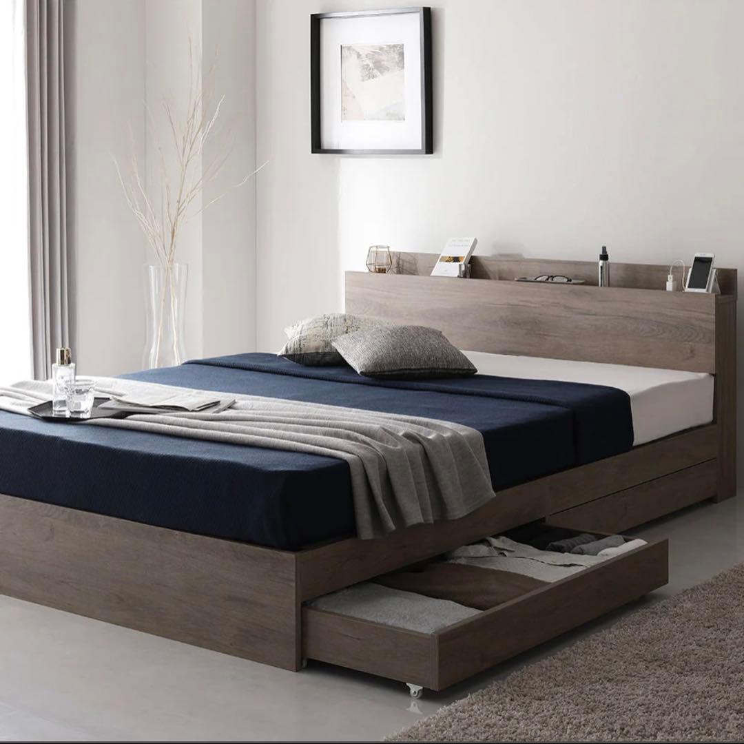 【愛知県岡崎市引取り可能な方】RASIKラシクSerest ダブルベッドフレーム RASIK（ラシク） 照明付き フロアステージ ベッド ダブル ベッド