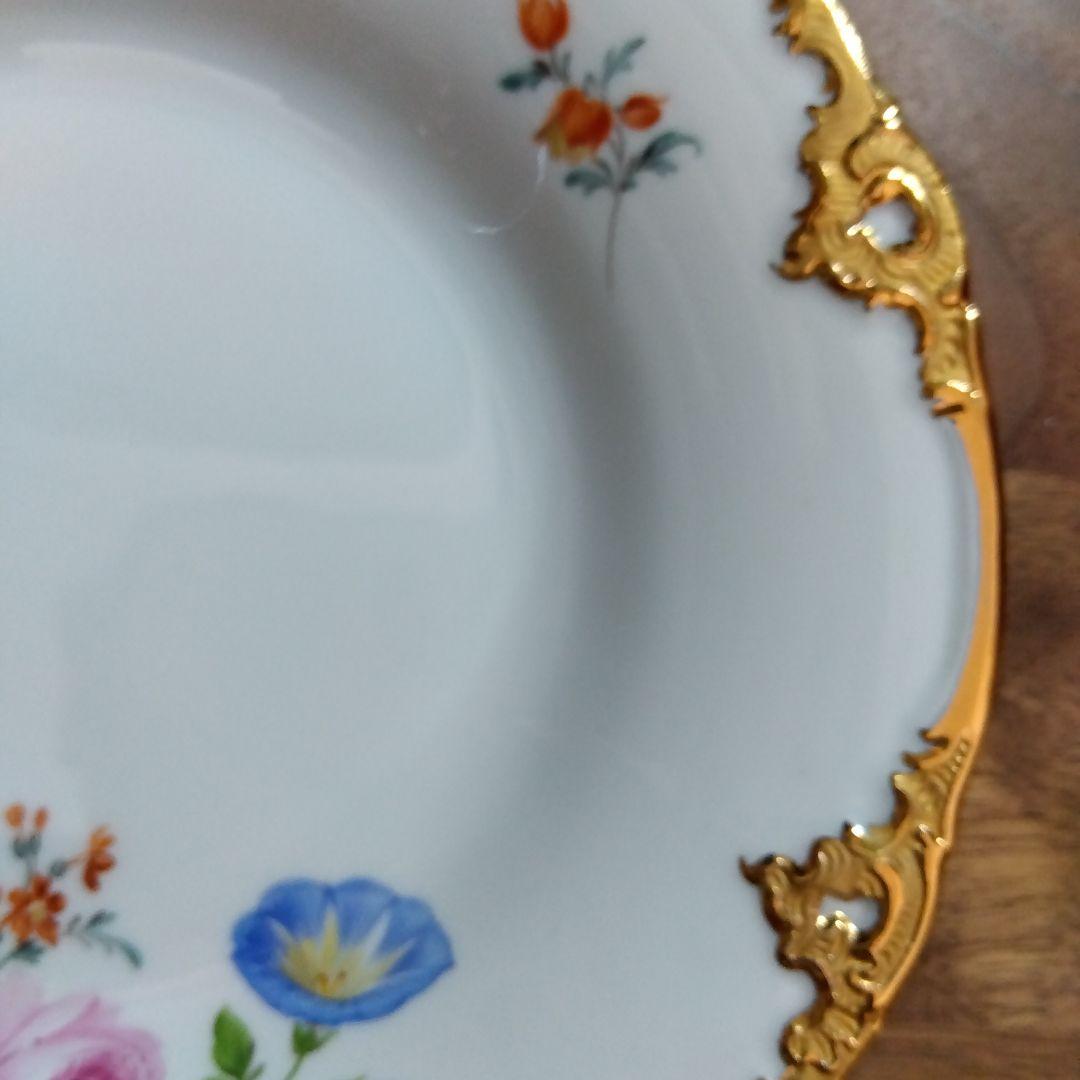 MEISSEN　マイセン　グランツゴールド　5つ花 プレート 17.5cm