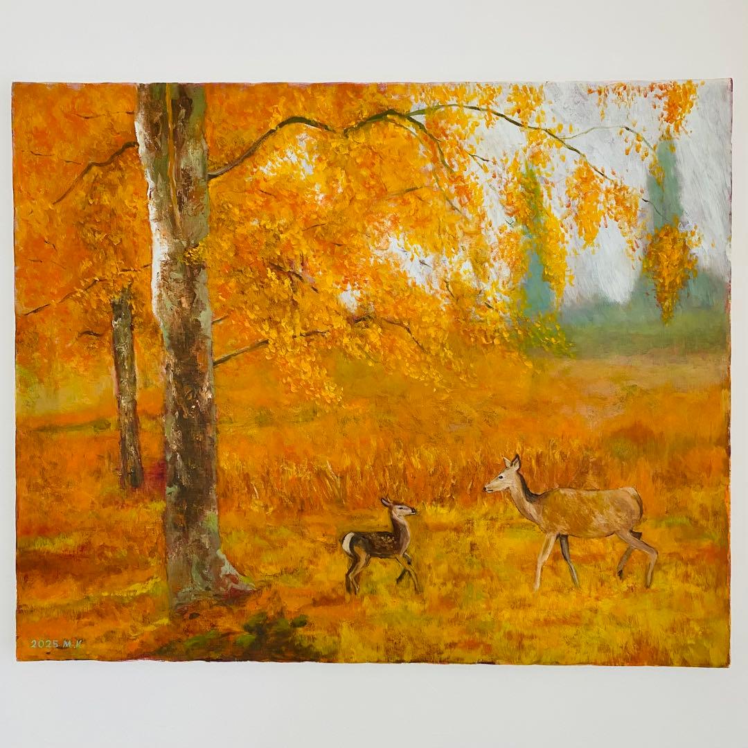 鹿の親子 F25油彩画 風景画 絵画 oil painting art il_1080xN.2486051917_35st.jpg