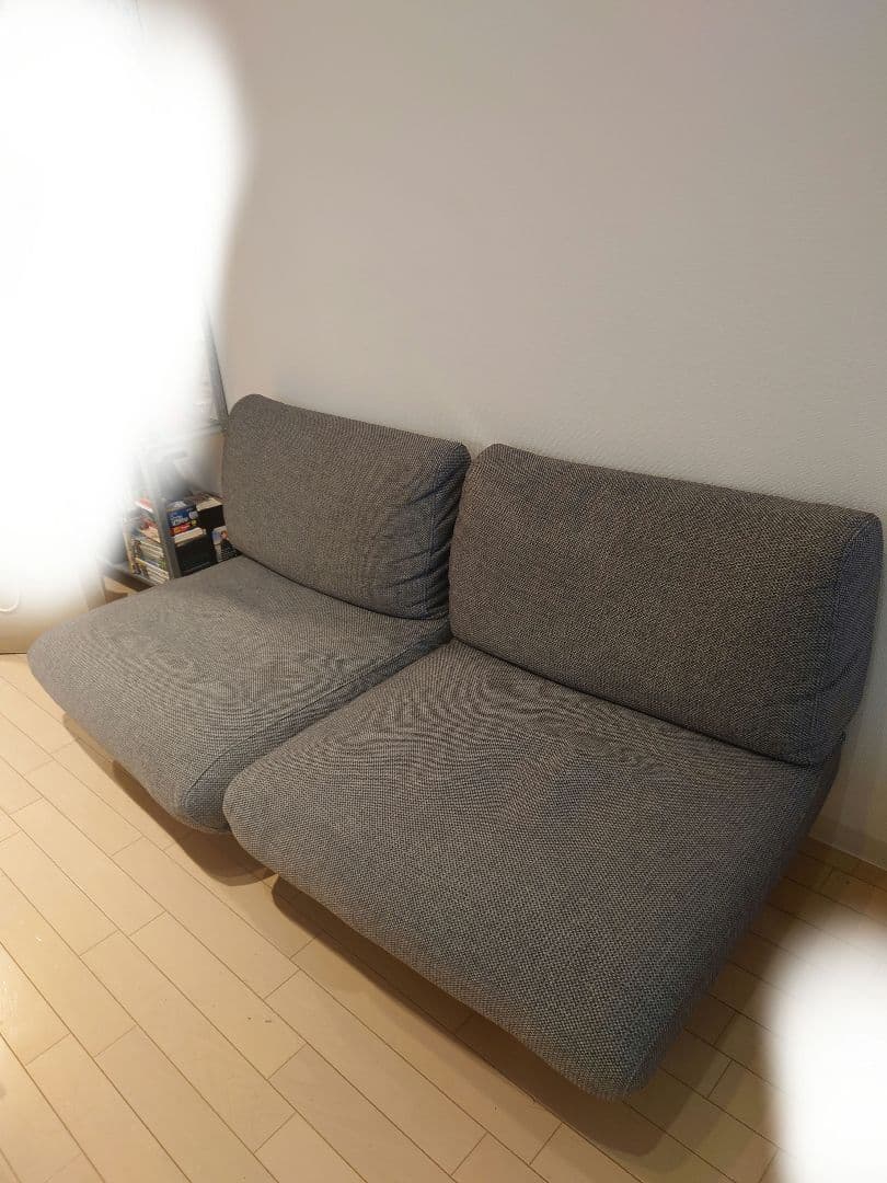 【無印良品】ゆったり座れるアームレスソファ　２シーター　ポリエステル平織　グレー 19f25f39-0777-4194-ace6-