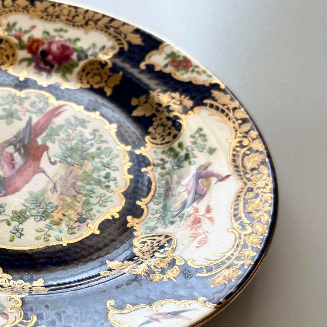 英国製アンティーク 1870年代 Booths 鳥絵金彩 【稀少品・美術品