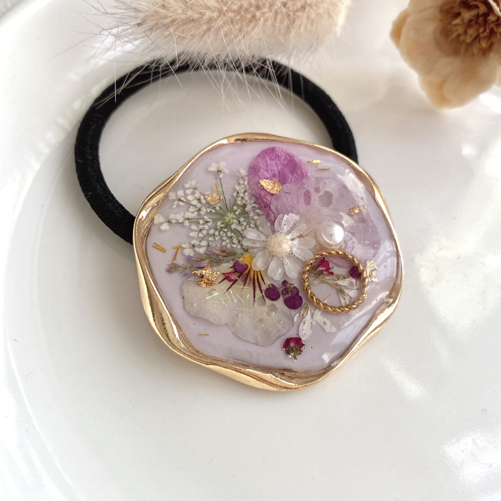 再販受注制作】🤍レジンヘアゴム 大ぶり 大人気 ラベンダー パープル