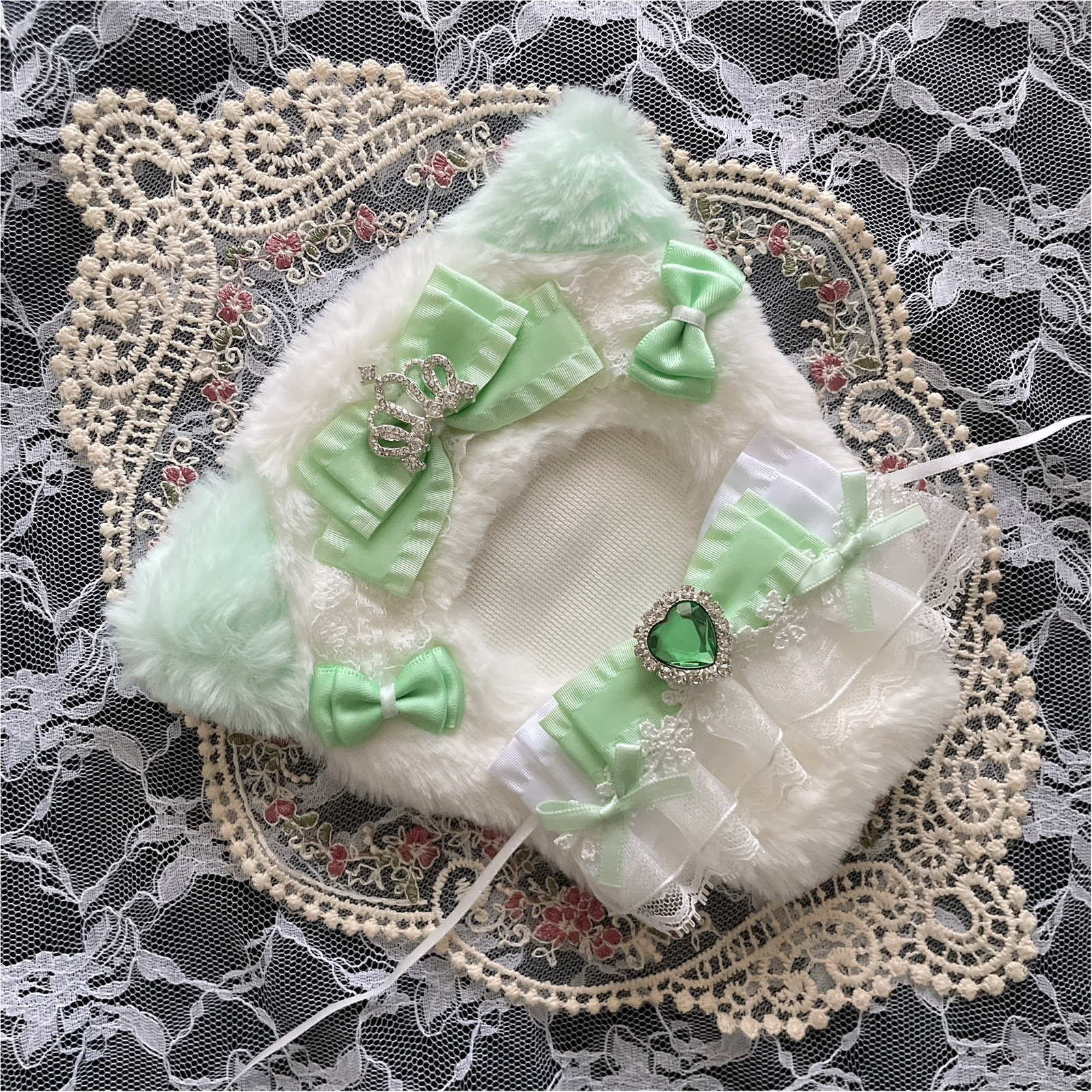 ぬい服 着ぐるみ ちびぐるみ 10cm 11cm 猫 ミントグリーン - mota-make