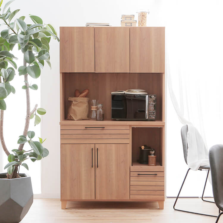 完成品】食器棚(ナチュラル)日本製で脚付き | 【公式】LOWYA(ロウヤ