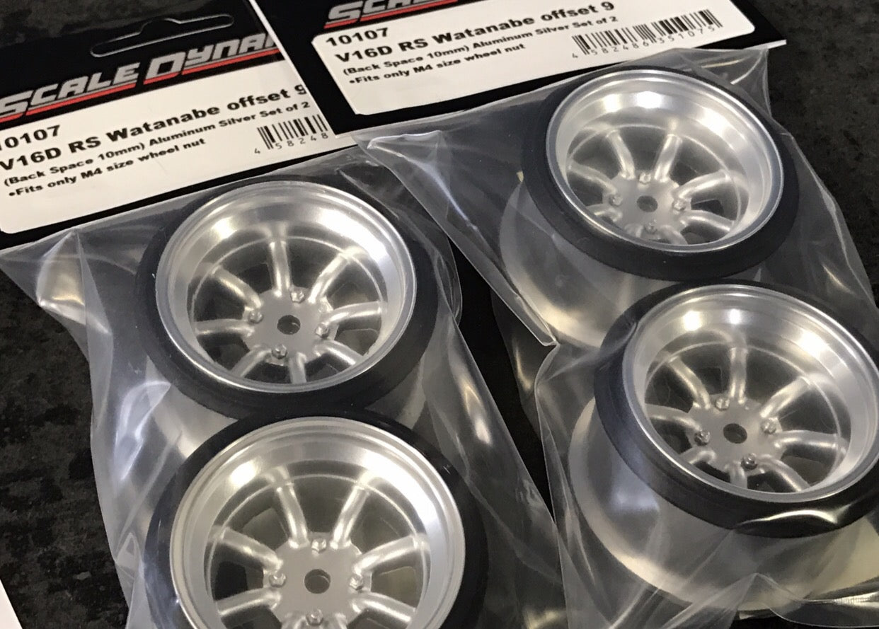 INCHDOWN: RS Watanabe Aluminum Silver Rims Set (9mm - 12mm) [Scale